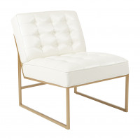 OSP Home Furnishings ATH51CG-W32 Anthony Chair in White Faux Leather with Coated Gold Frame